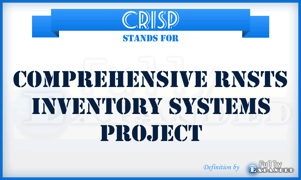 CRISP - Comprehensive RNSTS Inventory Systems Project