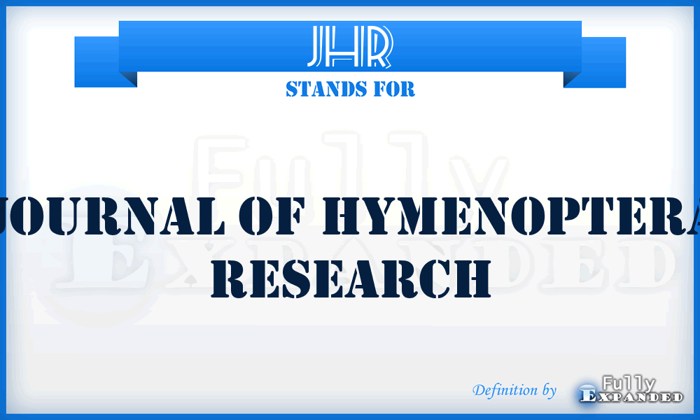 JHR - Journal of Hymenoptera Research