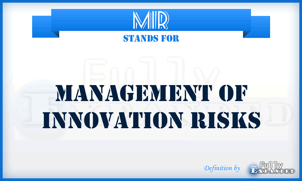MIR - Management Of Innovation Risks