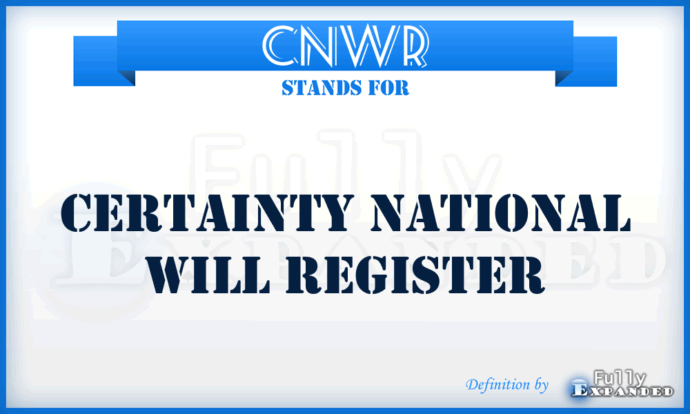 CNWR - Certainty National Will Register