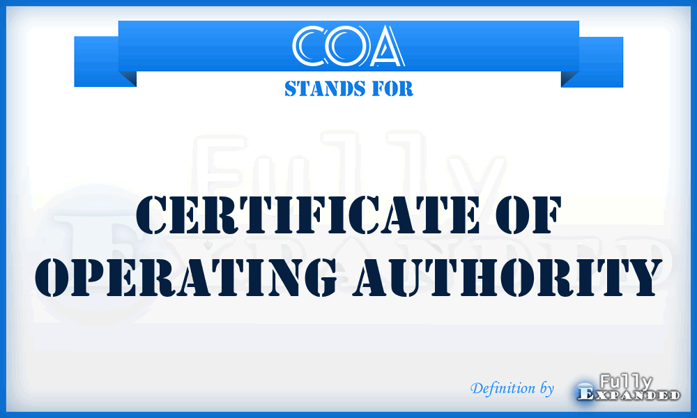 COA - Certificate of Operating Authority