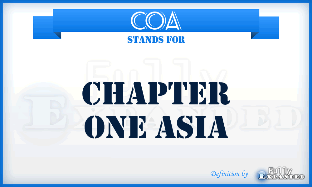 COA - Chapter One Asia