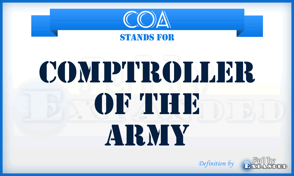 COA - Comptroller of the Army