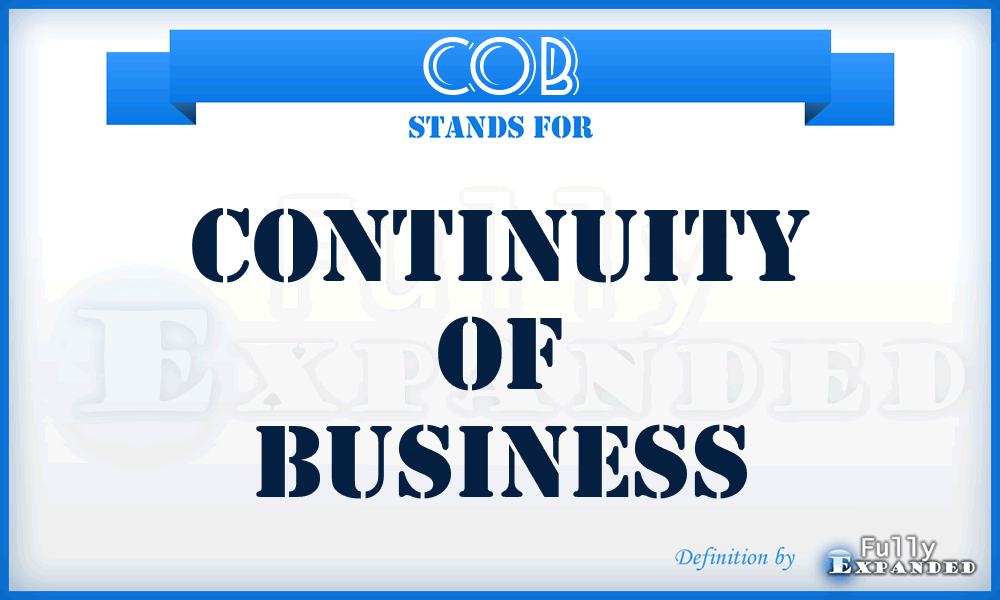 COB - Continuity of Business