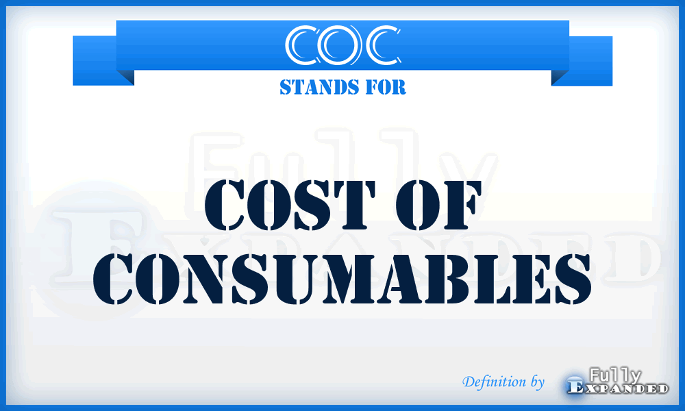COC - Cost Of Consumables