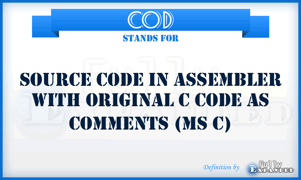 COD - Source code in assembler with original C code as comments (MS C)