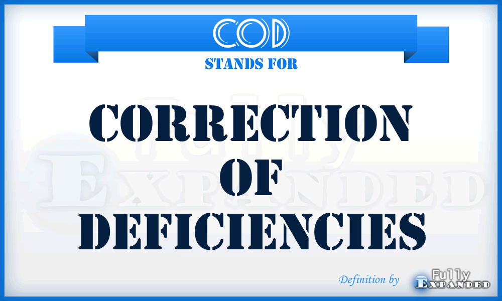 COD - correction of deficiencies