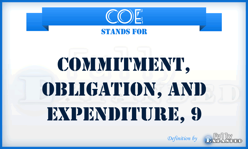 COE - commitment, obligation, and expenditure, 9