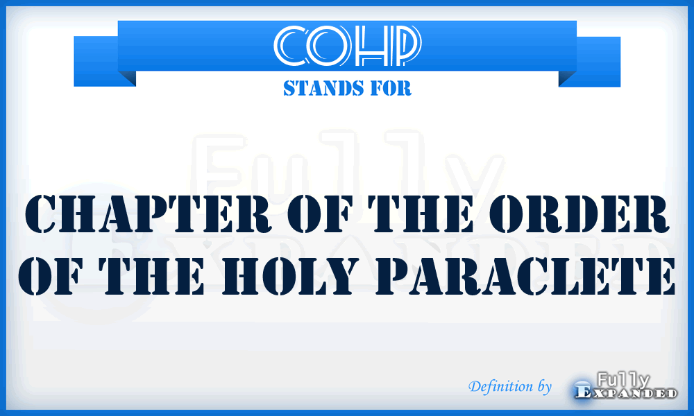 COHP - Chapter of the Order of the Holy Paraclete