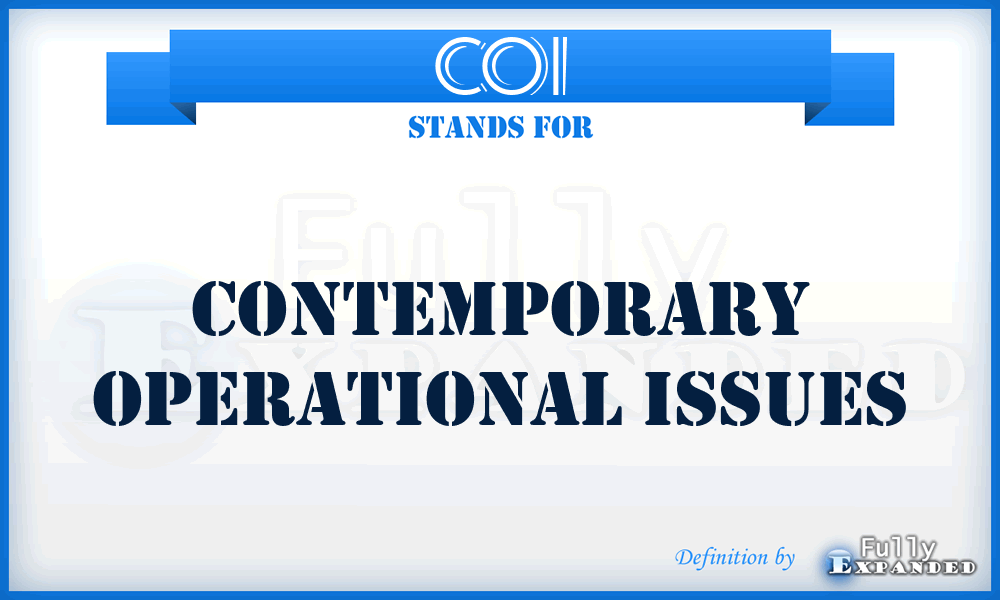 COI - contemporary operational issues