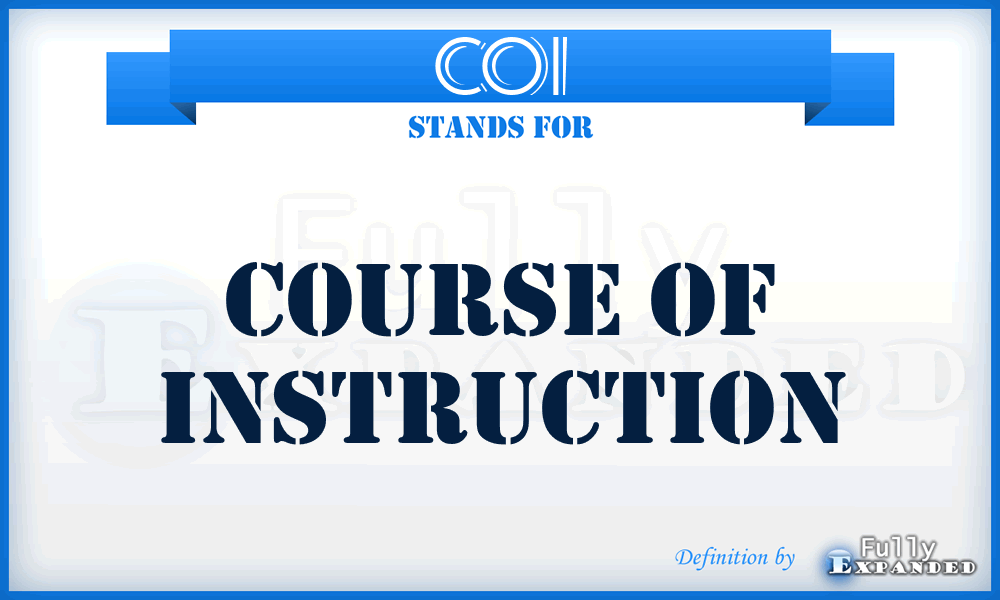 COI - course of instruction