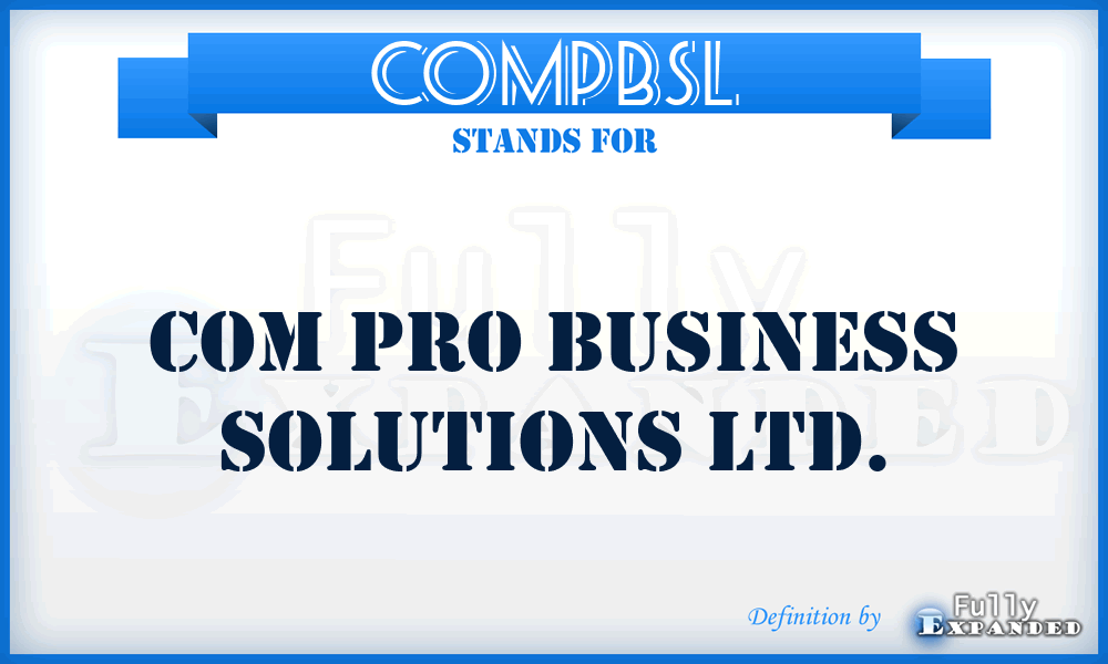 COMPBSL - COM Pro Business Solutions Ltd.