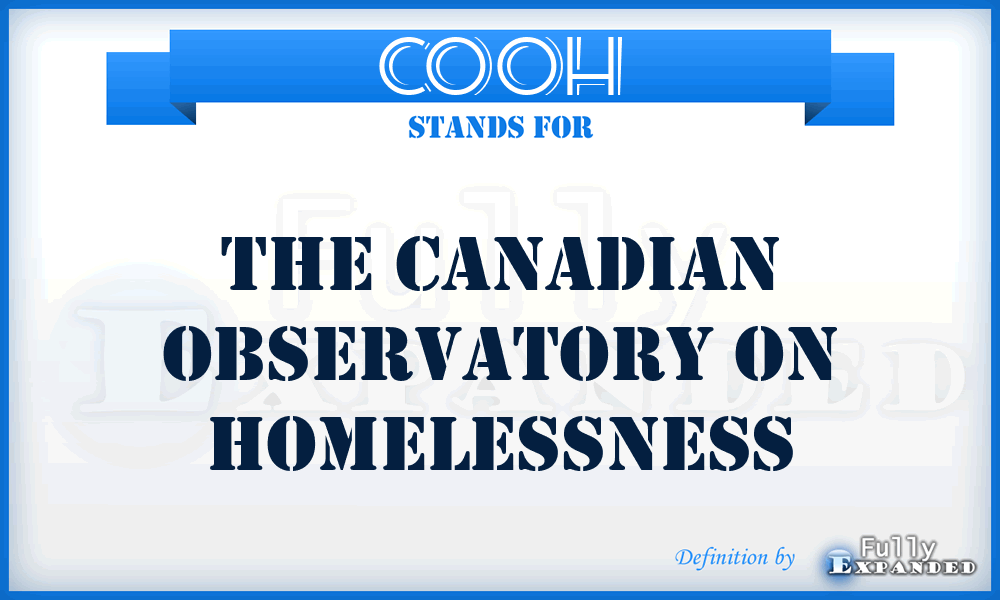 COOH - The Canadian Observatory On Homelessness