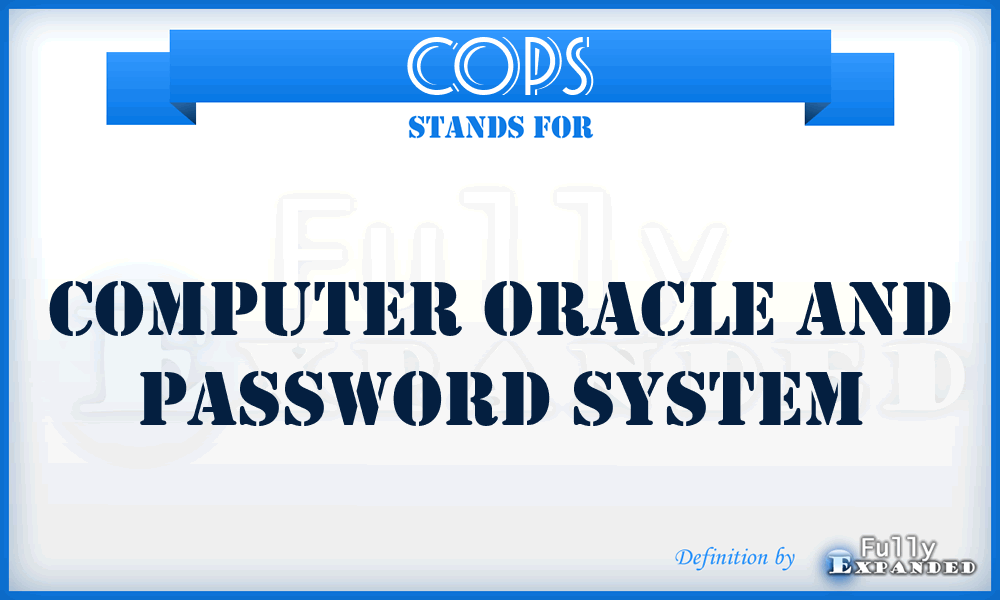 COPS - Computer Oracle And Password System