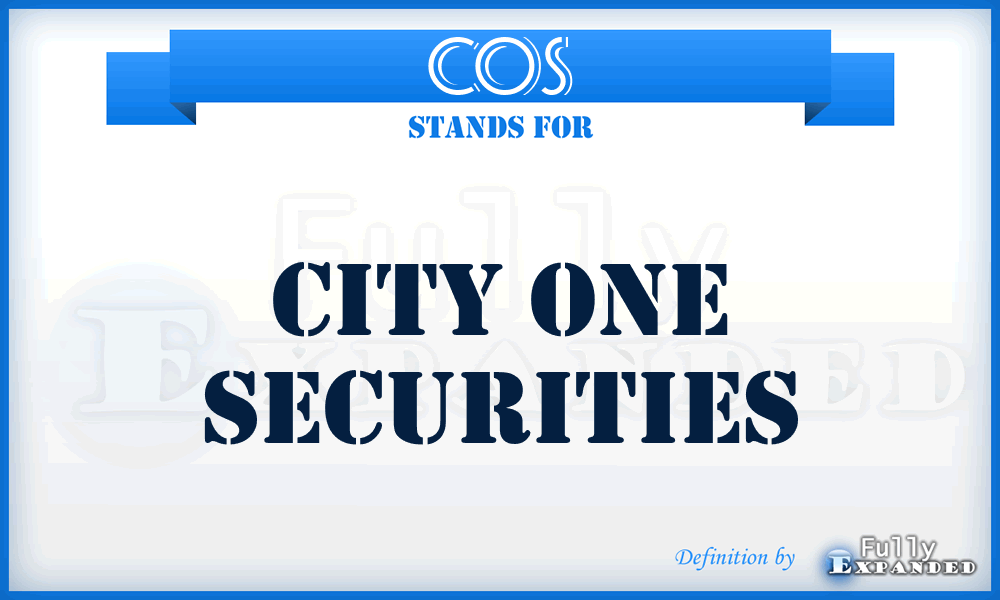 COS - City One Securities