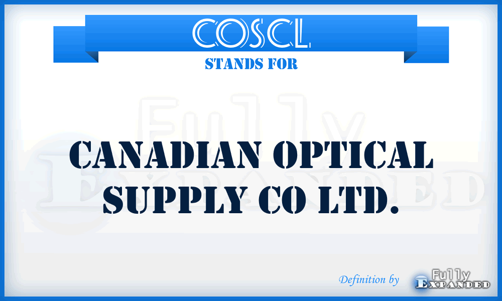 COSCL - Canadian Optical Supply Co Ltd.
