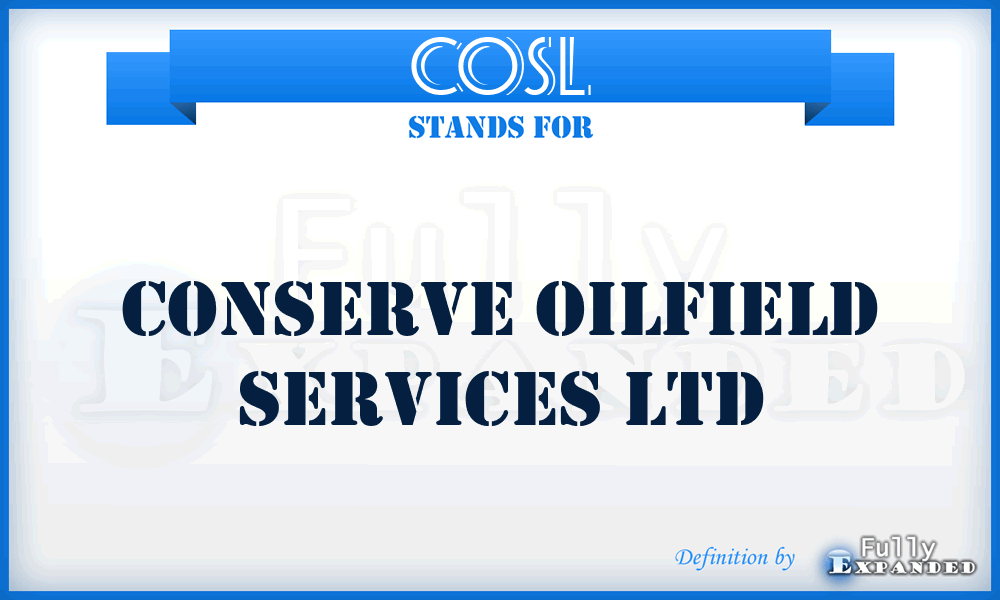 COSL - Conserve Oilfield Services Ltd