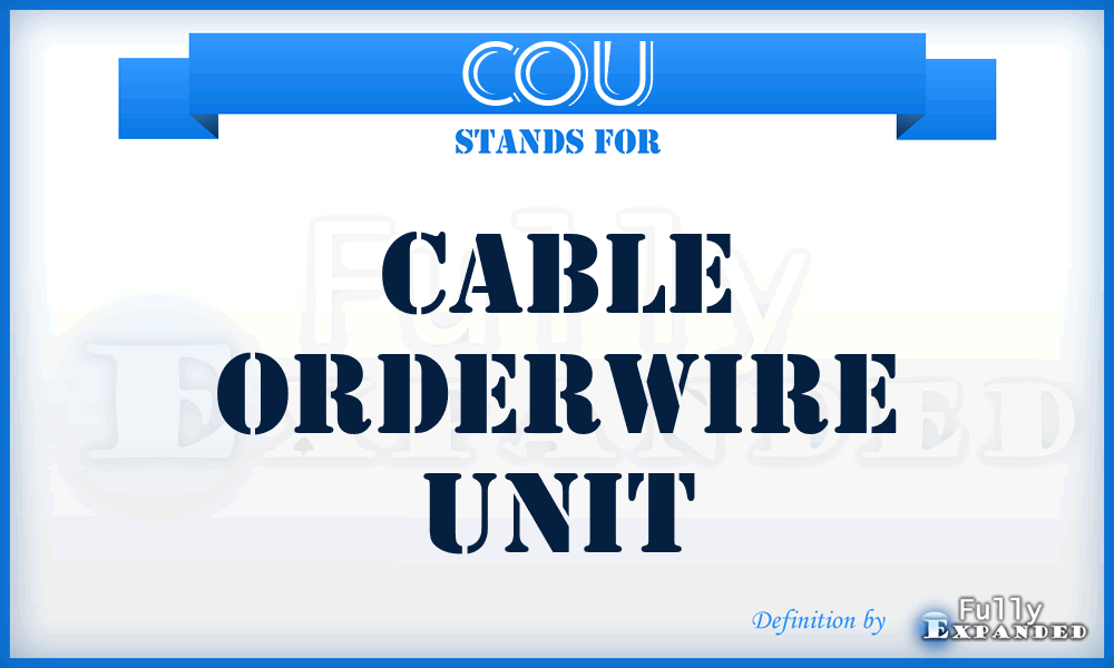 COU - cable orderwire unit