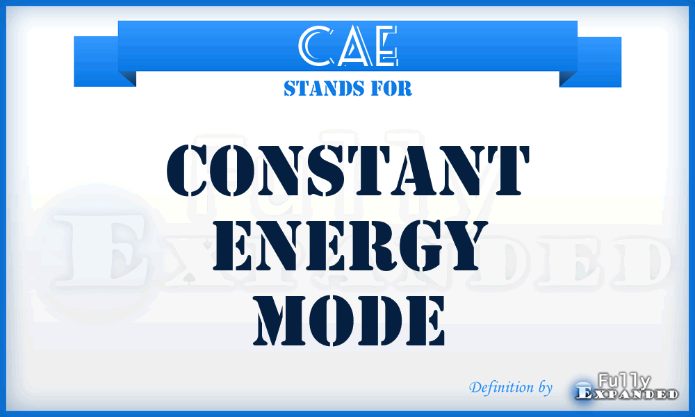 CAE - constant energy mode