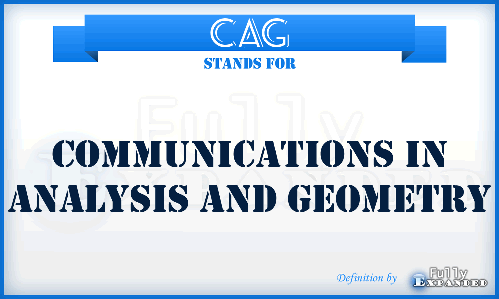 CAG - Communications in Analysis and Geometry