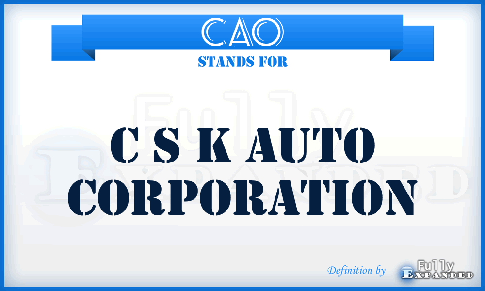 CAO - C S K Auto Corporation