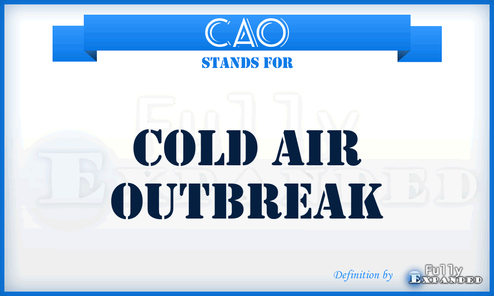 CAO - Cold Air Outbreak