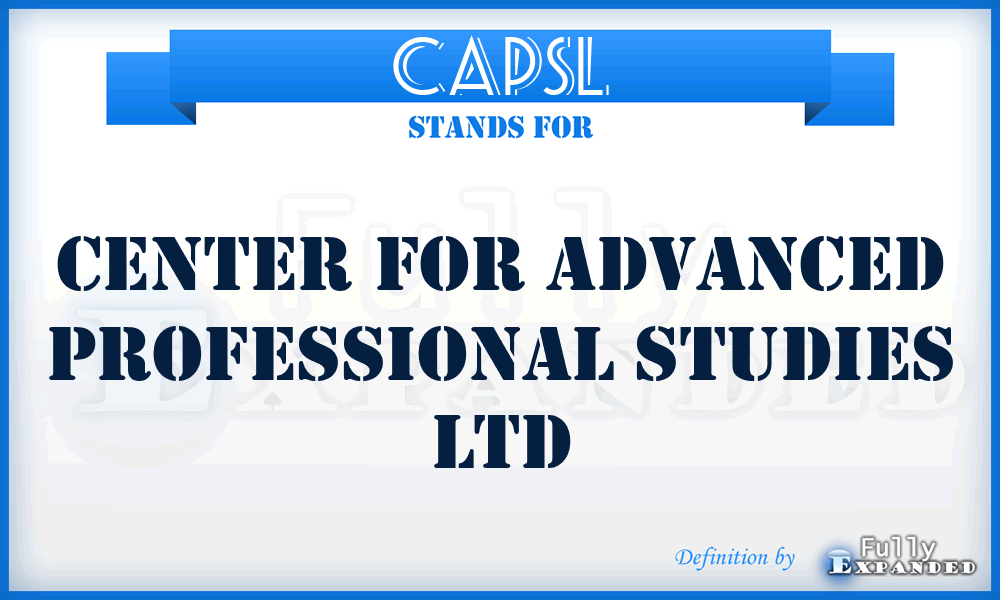 CAPSL - Center for Advanced Professional Studies Ltd