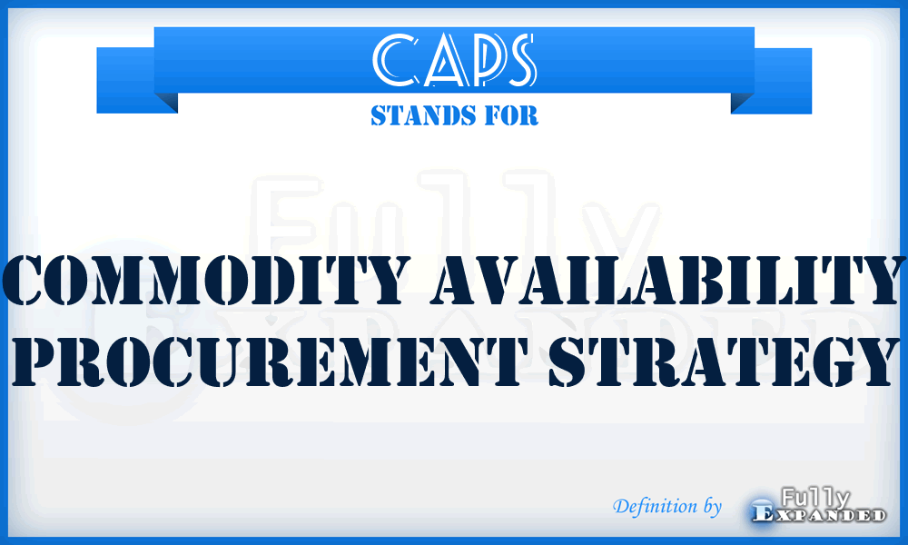 CAPS - Commodity Availability Procurement Strategy