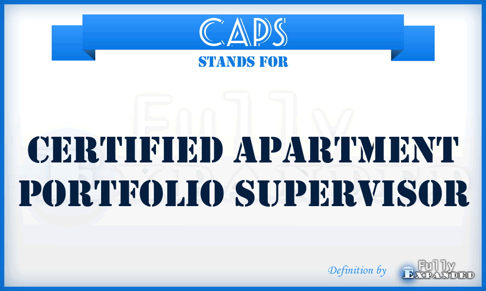 CAPS - Certified Apartment Portfolio Supervisor