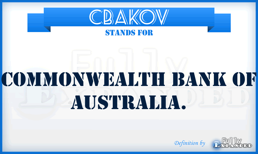CBAKOV - Commonwealth Bank Of Australia.