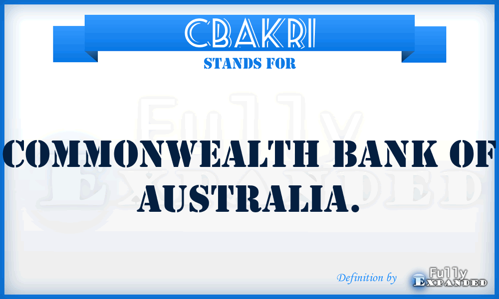 CBAKRI - Commonwealth Bank Of Australia.