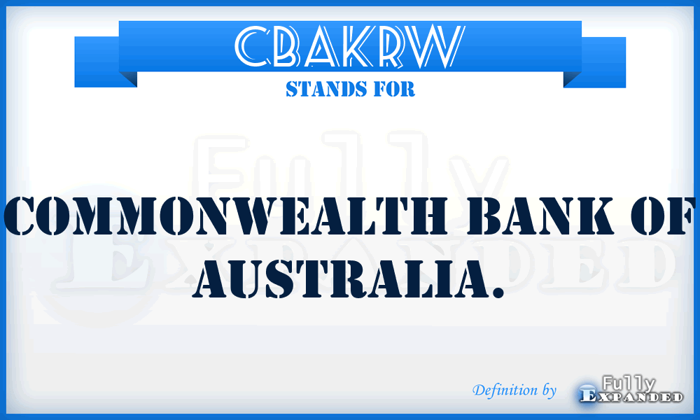CBAKRW - Commonwealth Bank Of Australia.