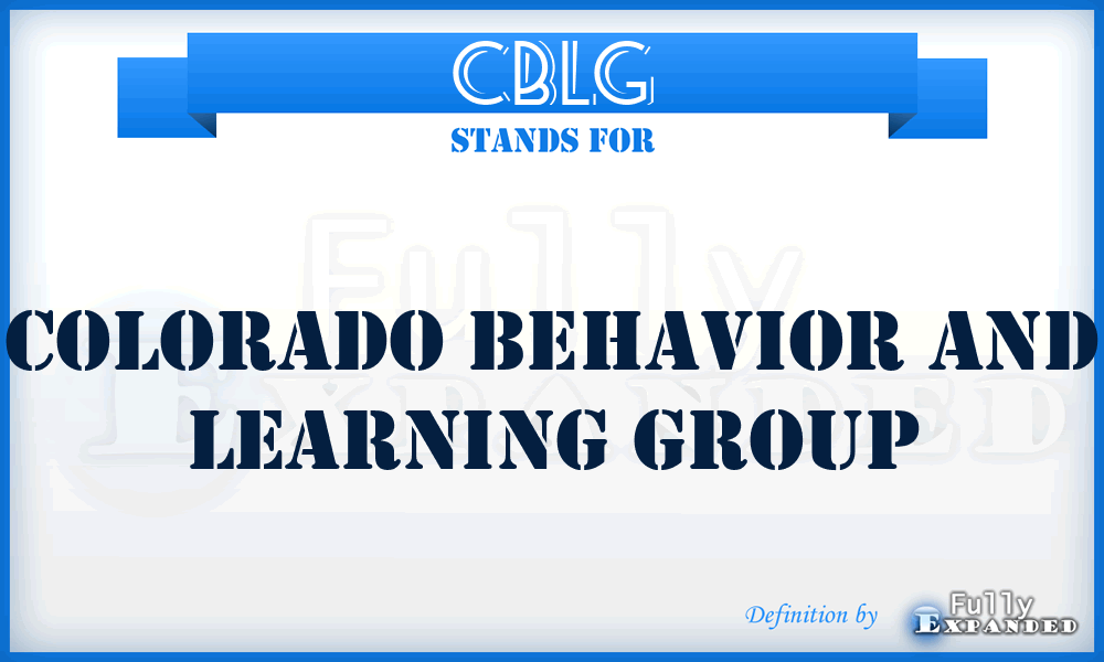 CBLG - Colorado Behavior and Learning Group