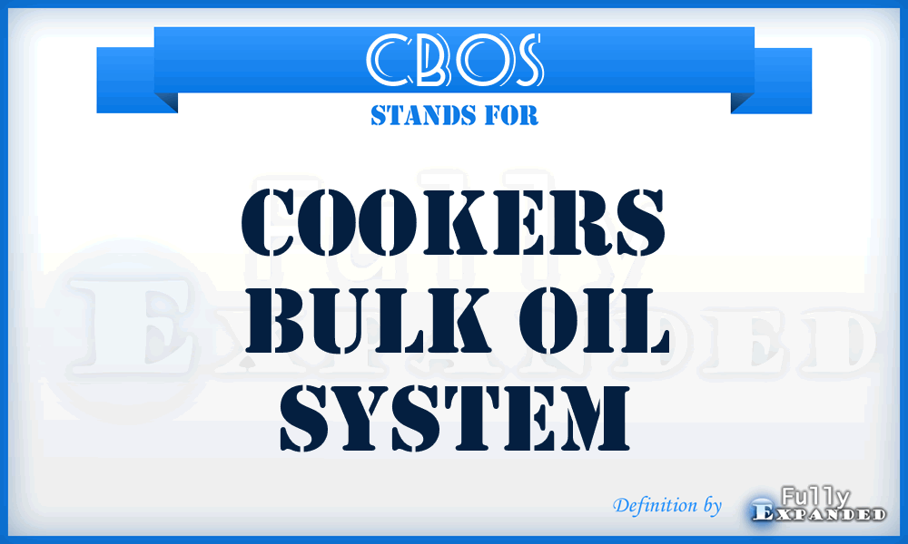 CBOS - Cookers Bulk Oil System