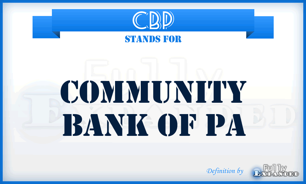 CBP - Community Bank of Pa