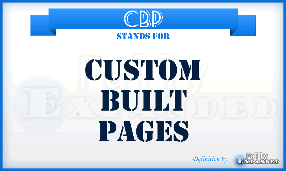 CBP - Custom Built Pages