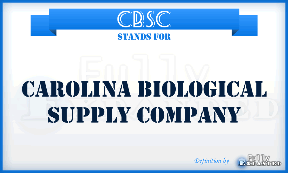 CBSC - Carolina Biological Supply Company