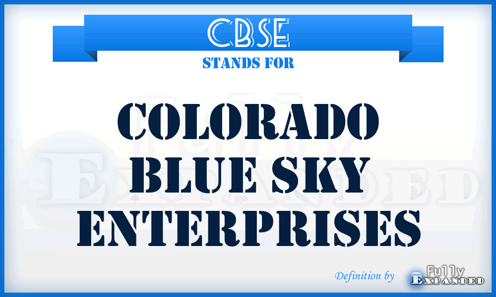 CBSE - Colorado Blue Sky Enterprises