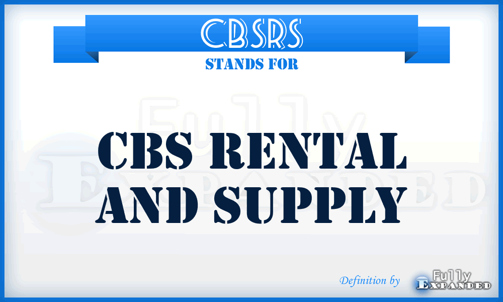 CBSRS - CBS Rental and Supply