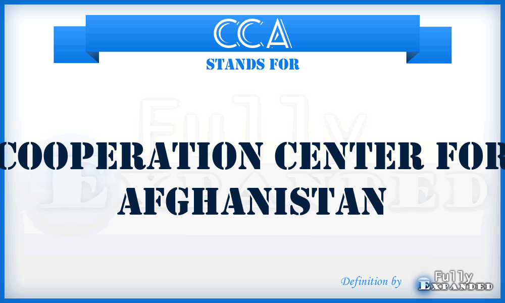 CCA - Cooperation Center for Afghanistan