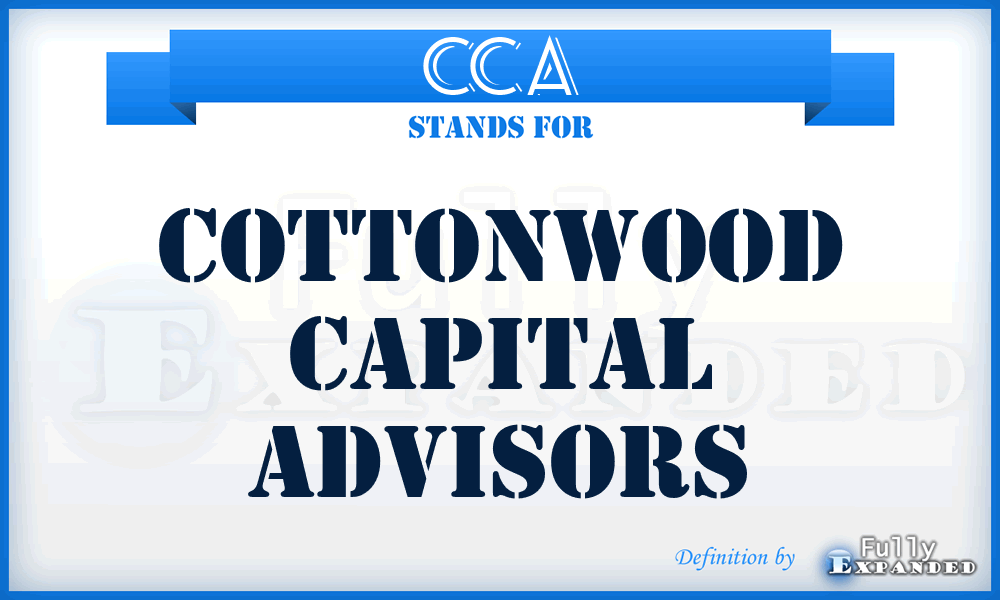 CCA - Cottonwood Capital Advisors