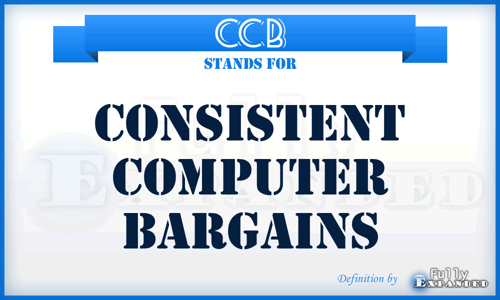 CCB - Consistent Computer Bargains