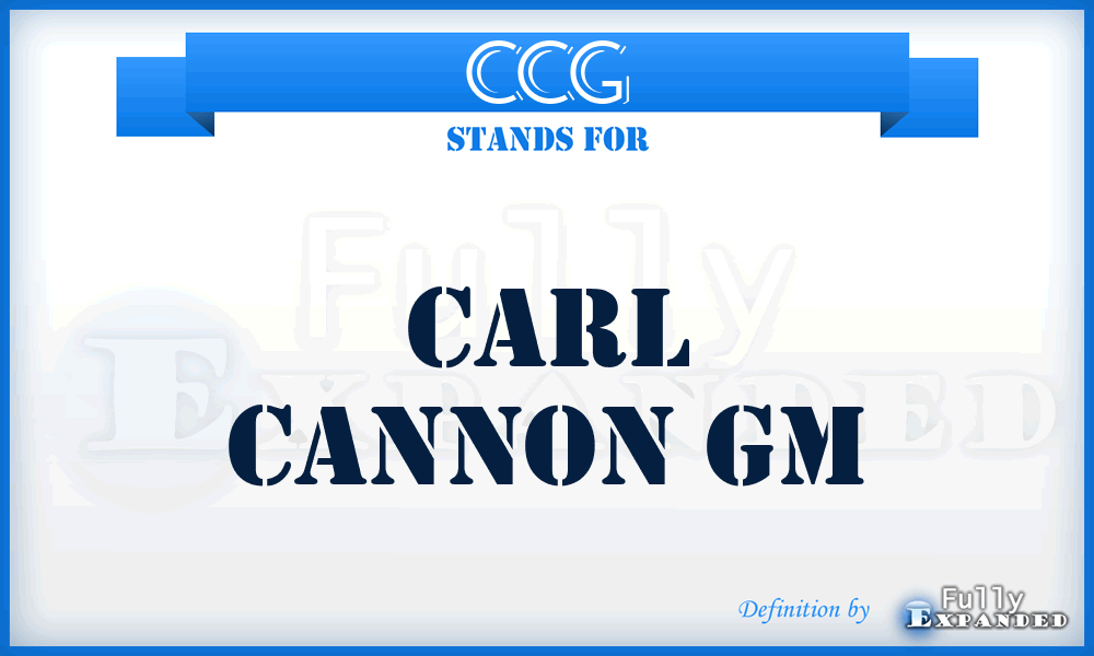 CCG - Carl Cannon Gm