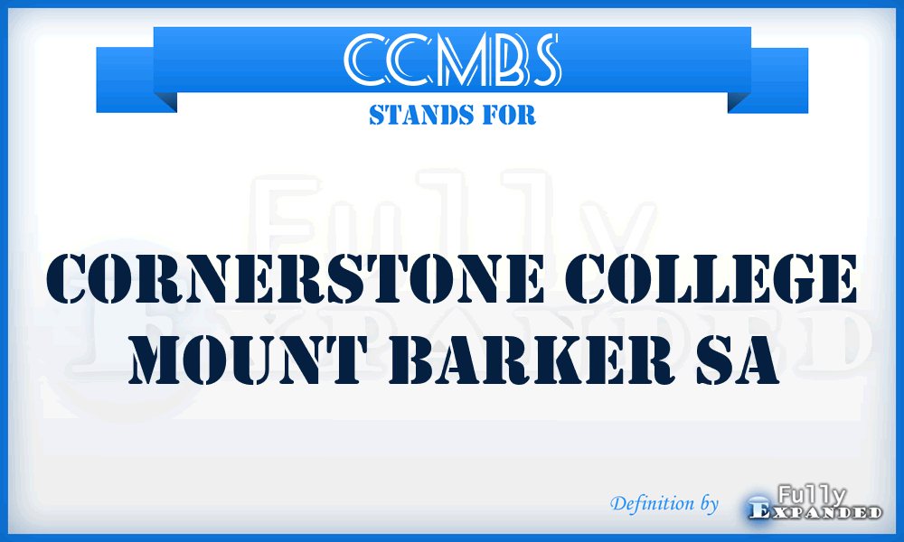 CCMBS - Cornerstone College Mount Barker Sa