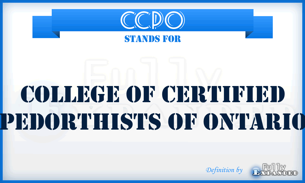 CCPO - College of Certified Pedorthists of Ontario