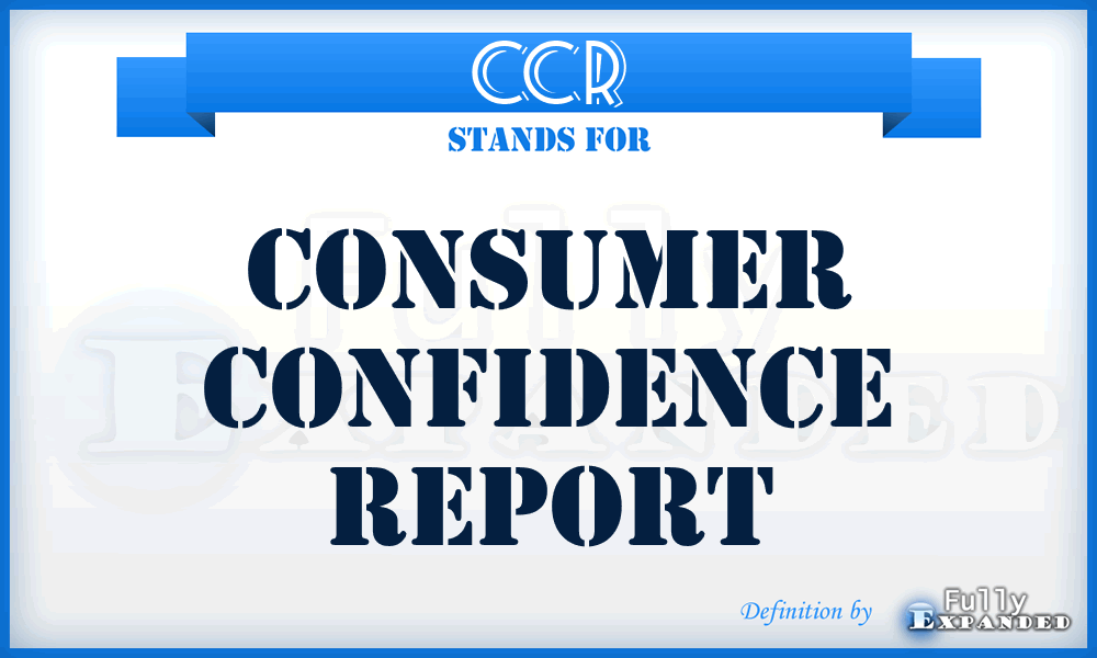 CCR - Consumer Confidence Report