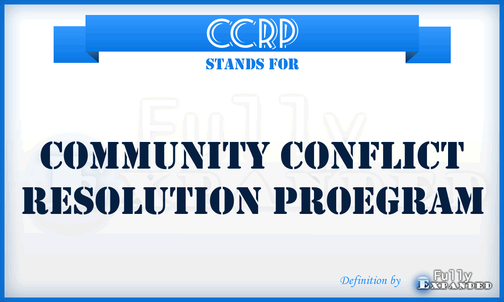 CCRP - Community Conflict Resolution Proegram