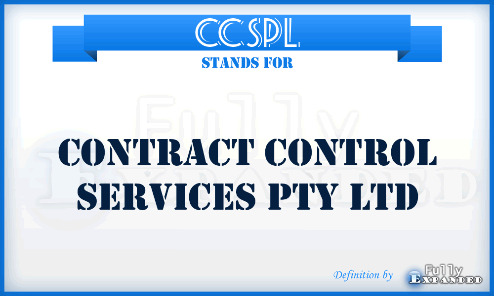 CCSPL - Contract Control Services Pty Ltd