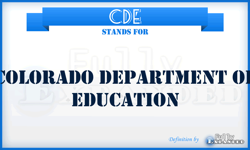 CDE - Colorado Department of Education
