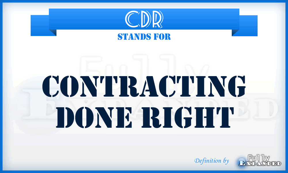 CDR - Contracting Done Right
